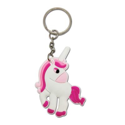 China 2d cartoon toy item keychian promotional metal holder souvenirs key custom shaped PVC soft unicorn key chain for kids for sale