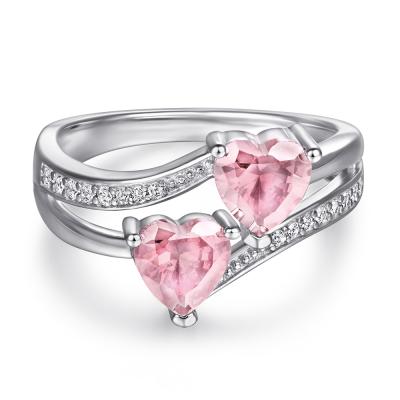 China NewS925TRENDY Silver Inlaid Multicolor Heart Shaped Zircon Diamond Ring For Women for sale