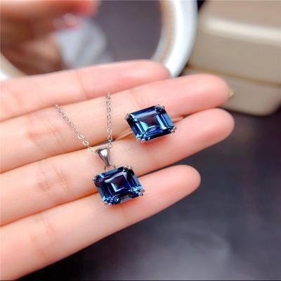 China CLASSIC Natural Blue Topaz Costume 925Silver Shape Simple All-Matching Jewelry Gemstone Wholesale for sale