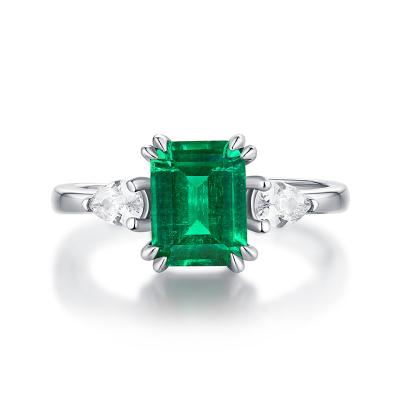 China CLASSIC Promotional 925 Silver Diamond Rings Open Ring Stand Synthetic Green Women Ring Diamond for sale