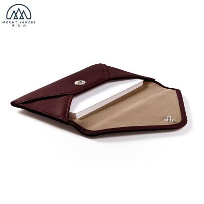 China NATIONAL Envelope Business RFID Genuine Leather Card Holder Case With Snap Closure for sale