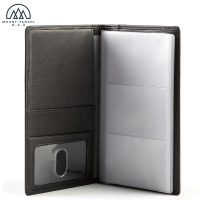 China Long Cowhide Leather ID Window NATIONAL Bifold Card Holder With Multi Card Slots for sale