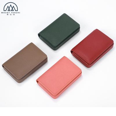 China NATIONAL Full Grain Business Card Holder Genuine Leather Case for Men or Women Pocket Credit Name Card Case Holder with Magnet Closure for sale