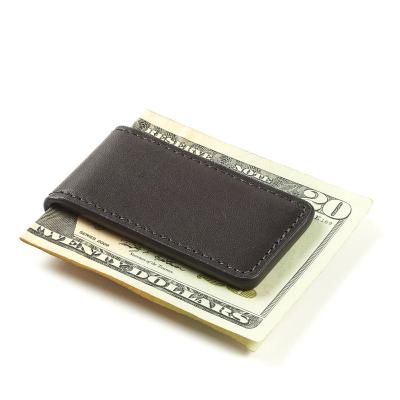 China Portable Custom Slim Genuine Leather RFID Money Magnetic Clip for sale