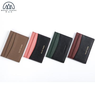 China New Design Pebbled Grain NATIONALE Flat Genuine Calf Top Genuine Leather Slim Card Holder for sale