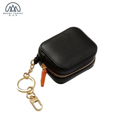 China Custom Leather Wireless Zipper Earphone Accessories Small Phone Storage Case For Airpod Airpods Pro Luxury Genuine Leather Case for sale