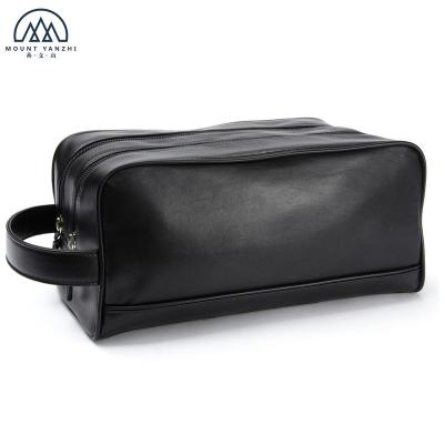 China ENGLAND STYLE Customized Travel PU Leather Toiletry Bag Hanging Cosmetic Makeup Bag for sale