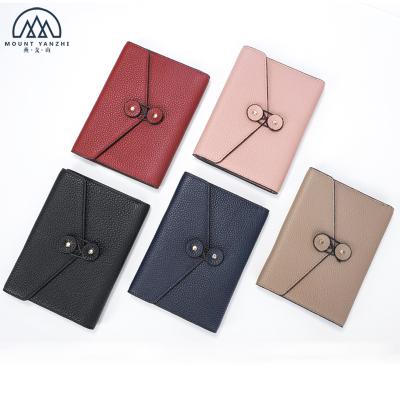 China RFID Women's Genuine Pebbled Lychee Envelope Passport Holder Travel Leather Wallet for sale