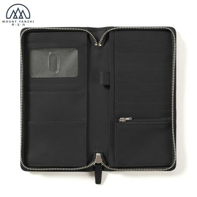 China RFID Genuine Leather Zipper Around Passport Holder Travel Wallet for sale