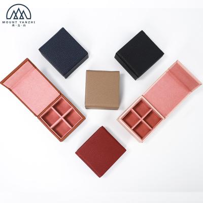 China Beautiful Premium Customized Luxury Genuine Leather Ring Travel Jewelry Box Earrings Leather Case for sale