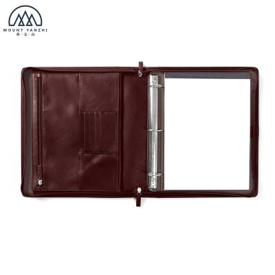 China Office Presentation Binder Zipper Folder Padfolio Luxury PU Leather Folder for sale