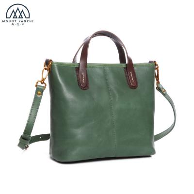 China Retro Anti-theft Vegetable Tanned Large Capacity Tote Shoulder Bag Top Handle Satchel Leather Handmade Bag For Women for sale