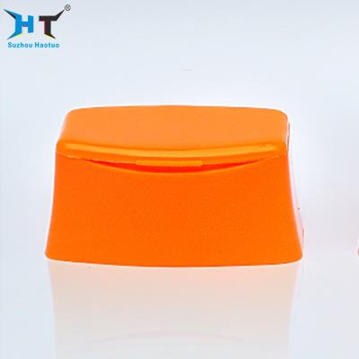 China Non Spill Plastic Square Shampoo Cap / Cosmetic Capsule Flip Top Cap for sale