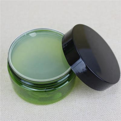 China Canned Food 100ml , 200ml Green Clear PET Plastic Jar With Black Lid for sale