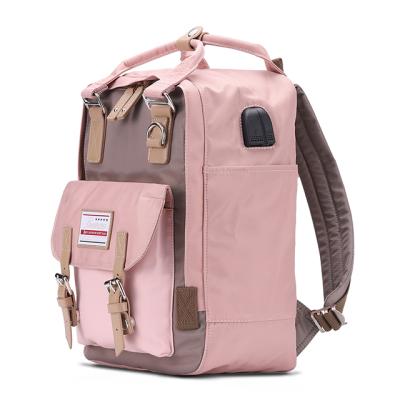 China With Stylish Leather Diaper Bag USB Baby Travel Backpack PU Shoulders Backpack for sale