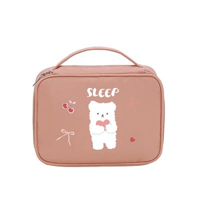 China OEM High Quality Different Colors Low Moq Large Capacity Zipper Around Daily Makeup Pouch Kawaii Cartoon Girls Cosmetic Bags for sale