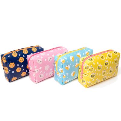 China Wholesale Custom Logo Private Lable Fun Skincare Large Capacity Ziplock Cute Pu Leather Makeup Bags Pouch Cosmetic With Low Price for sale