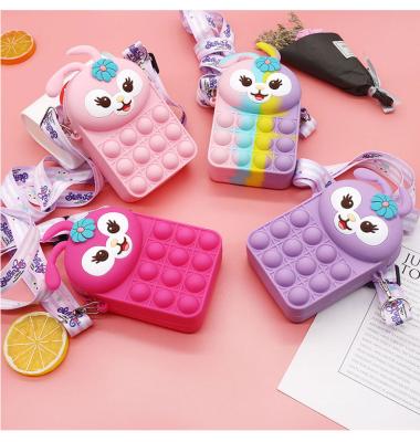 China Stress Reliever Silicone Mini Push Bubble Square Bag New Kids Wiggle Toys Pack Popping Sling Bag for sale