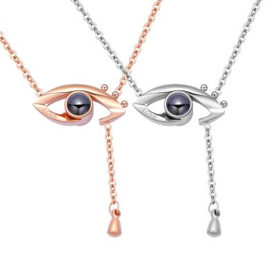 China 2020 Romantic Hits For Pendant Necklaces Rose Gold Plated Necklace Amazon Charm Couple Elegant Titanium Steel Turkish Eye Pendant for sale