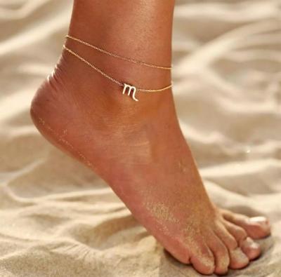 China Custom stainless steel anklet fashion signs casual/sporty signs bracelet jewelry 18k gold plated zodiac anklets for sale