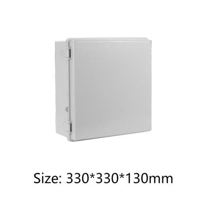 China Install PCB ABS Hinged Plastic Enclosure Distribution Box Junction Box For Electronics PCB Inverter Enclosure 330*330*130 for sale