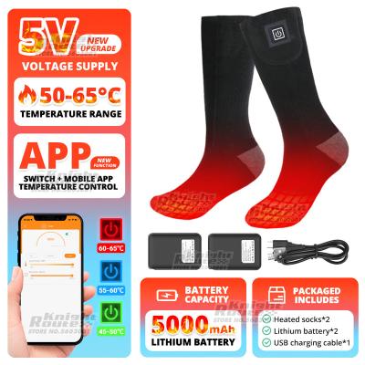 China Breathable 5000mAh APP Control Thermal socks Winter Heated Socks Men's Women's Heating Foot Warmer Electric Socks Warm Socks Cycling Ski for sale