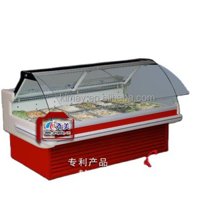 China Single-temperature display dynamic cooling refrigerator for meat, groceries and fresh food with flip-open door for sale