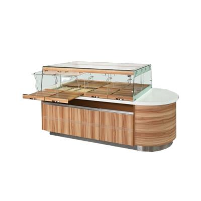 China Single-temperature AX Island type refrigerating display cabinet with wood grain in medium size for breads for sale