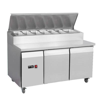 China Single-temperature Stainless Steel Cold Buffet Counter Salad Food Refrigeration Display Stand With Cabinet for sale