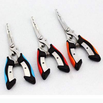 China 304 New Stainless+Aluminum Handles Fishing Clippers Lure Clippers fis304 Stainless Steel Multi-function Fishing Split Circlip Pliers for sale