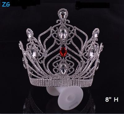 China High Quality Fashion Elegant Fashion Beauty Pageant Queen Crown With Red Crystal Princess Crowns For Girls for sale