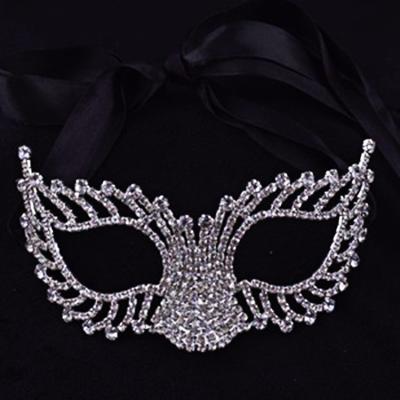 China Fashion Full Metal Crystal White Carnival Rhinestone Mask Decor For Party for sale