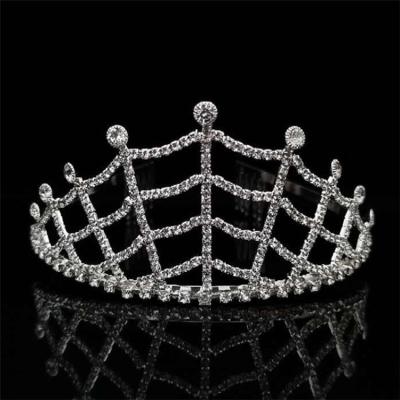 China Custom Queen Tiara Crown from Crystal Rhinestone Spiderweb Net Rhinestone Birthday for sale