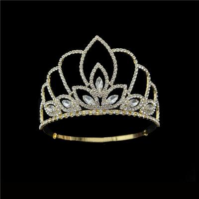 China Wholesale Crown Princess Tiara Bride Floral Rhinestone Pageant Tiara for sale