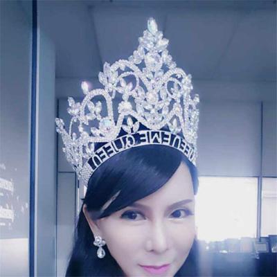 China Custom Crystal Beauty Silver Adjustable Miss World Rhinestone Rhinestone Crown Headbands For Long Hair for sale