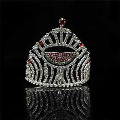 China Custom Made Crystal Rhinestone Pageant Crown Fruit Watermelon Style Crystal Tiara for sale