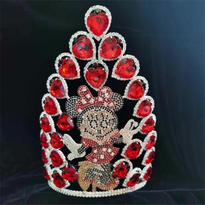 China Red Rhinestone Cartoon Rhinestone Mouse Animals Pageant Crown For Kids for sale