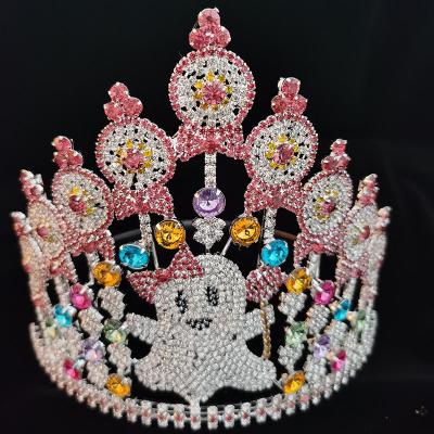 China Cute Tiara Halloween Clown Strange Ghost Cartoon Pink Rhinestone Candy Tiara Crown for sale