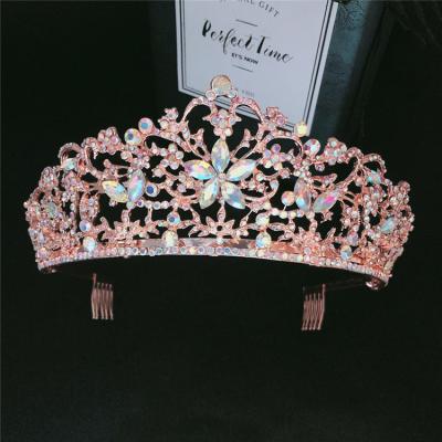 China Princess Crown Happy Birthday Tiara Crown Wedding Tiara Bridal Stone Tiara New Design Crystal ab Bride Hair Accessories for sale