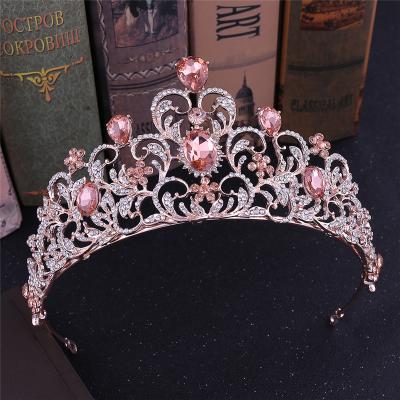 China Luxury Alloy Romance Bridal Wedding Headpiece Crowns Rhinestone Crystal Tiara Wedding Crown For Bride for sale