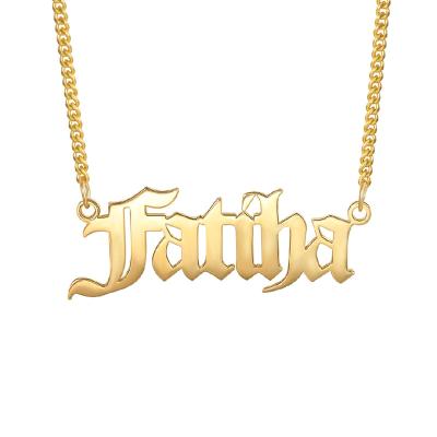 China Low High Quality Gold Plated Name Personalized Stainless Steel Custom Logo Nameplate Necklace CLASSIC Of MOQ 18K Friendship Anniversary Gift for sale