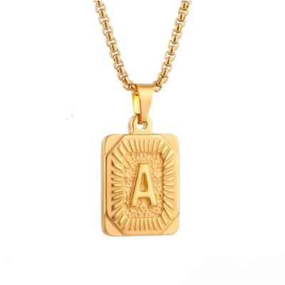 China Personalized Hip Hop Mens Name Stainless Steel Necklaces For Women Jewelry 18k Gold Plated Initial Necklace Charms for sale