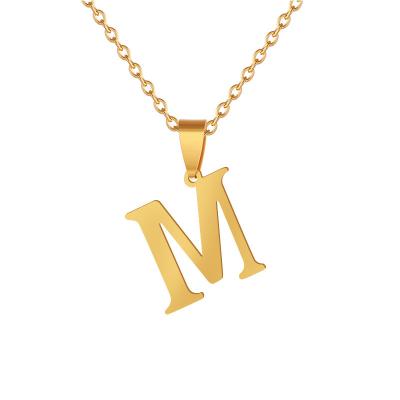 China Hiphop A to Z Stainless Steel 26 Gold Plated True Letters Initial Necklace for Women Alphabet Pendants Best Friend Necklace for sale