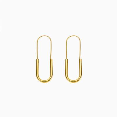 China FASHIONABLE chic silver gold plated earring hooks jewelry hip hop paperclip Huggie circle earrings ear piercing for sale