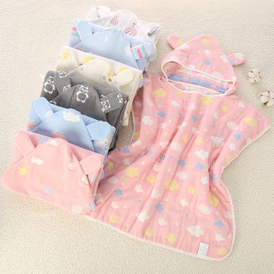 China High Quality Jacquard 6 Layer Gauze Fabric 100% Cotton or 4 Six Layers Towel Hooded Cloak Kids Gauze for sale