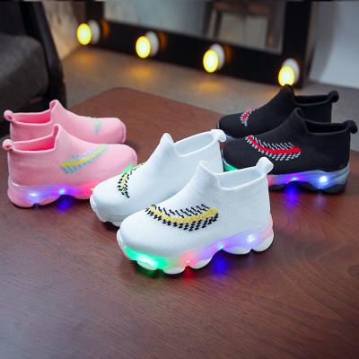 China Hot Sale Breathable Kids Sneakers Casual Kids Running Shoes Led Unique Soft Luminous Children Sport Shoes for sale