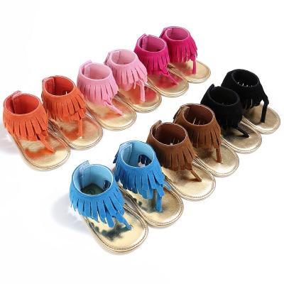 China New T Colors Anti-odor WONBO 6 Colors Summer Style PU Suede Double Tassel Infant Baby Moccasins Leather Soft Sole Anti-Slip Infant Sandals for sale