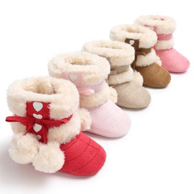 China Cute Anti-odor Plush Ball Baby Snow Boots Hot Selling Christmas Cute Boots for sale