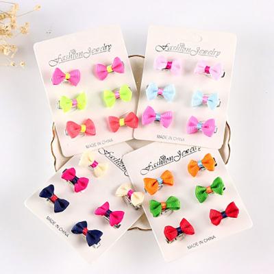 China Ribbon Bows 6PCS/Set New Popular Cute Hair Ribbon Hair Clip Candy Color Child Small Hair Clip Hair Bows Hairpins For Girls for sale