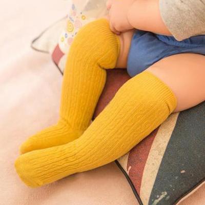 China Antibacterial Baby Cotton Stockings Baby Kids Children's High Booties Solid Color Baby Knee High Socks for sale